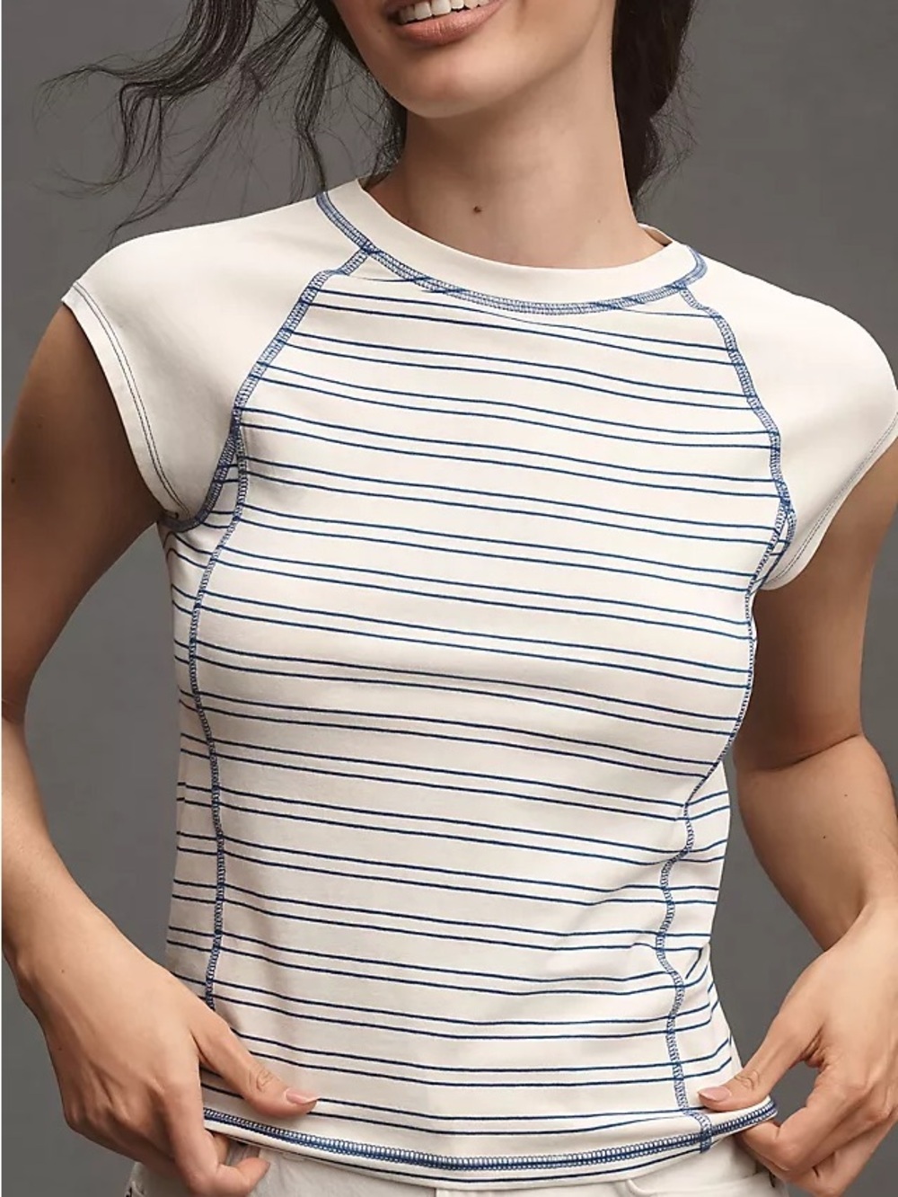 Pilcro Top-Stitch Shrunken Ringer Tee